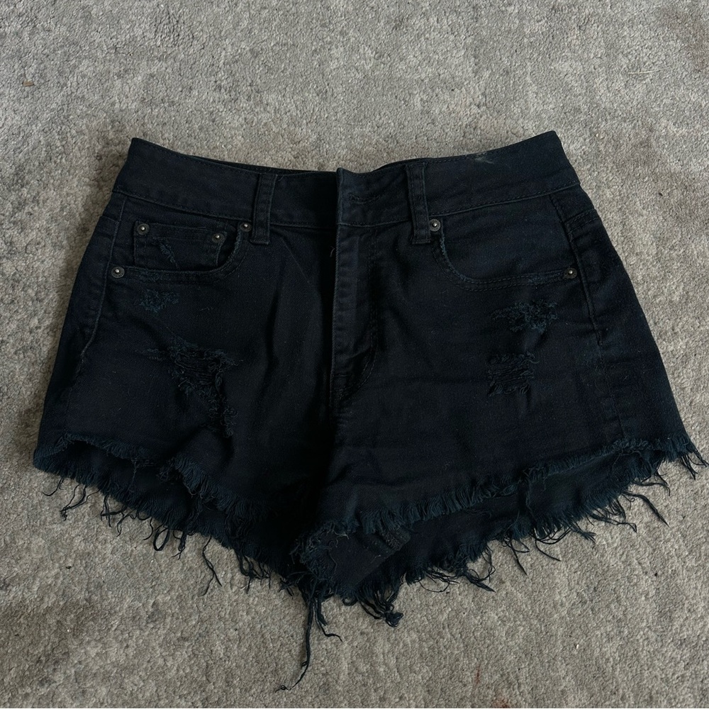 American Eagle high-waisted black Distressed Denim Shorts